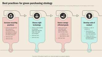 Best Practices For Green Purchasing Strategy Strategic Sourcing In Supply Chain Strategy SS V
