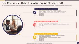 Best Practices For Highly Productive Project Managers Playbook