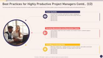 Best Practices For Highly Project Managers Playbook Ppt Slides Deck