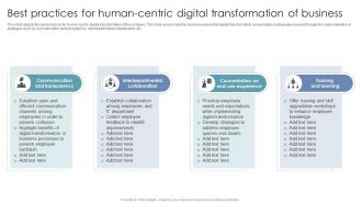 Best Practices For Human Centric Digital Transformation Of Business