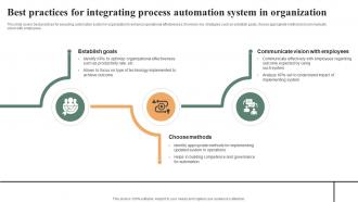 Best Practices For Integrating Process Automation Effective Workplace Culture Strategy SS V