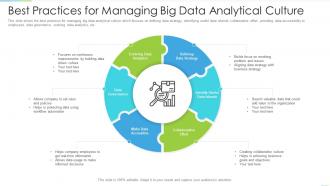 Best practices for managing big data analytical culture