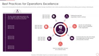 Best Practices For Operations Continues Improvement Strategy Playbook For Corporates