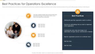 Best Practices For Operations Excellence Manufacturing Process Optimization Playbook