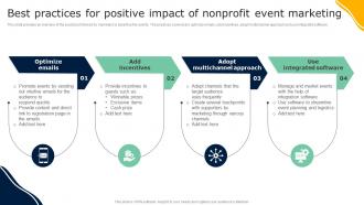 Best Practices For Positive Impact Of Nonprofit Guide To Effective Nonprofit Marketing MKT SS V