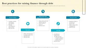 Best Practices For Raising Finance Through Debt