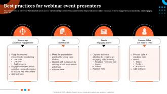 Best Practices For Webinar Event Presenters Event Advertising Via Social Media Channels MKT SS V