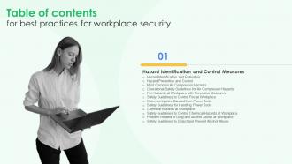 Best Practices For Workplace Security Table Of Contents