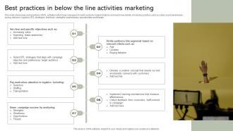 Best Practices In Below The Line Activities Marketing