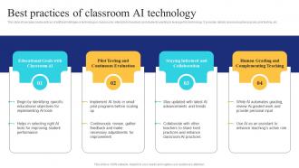 Best Practices Of Classroom Ai Technology Ai In Education Transforming Teaching And Learning AI SS