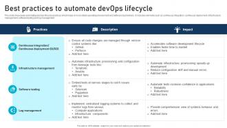 Best Practices To Automate Devops Lifecycle