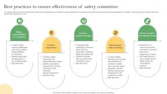 Best Practices To Ensure Effectiveness Of Safety Committee
