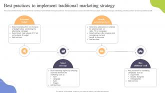Best Practices To Implement Traditional Marketing Strategy Increasing Sales Through Traditional Media