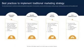 Best Practices To Implement Traditional Marketing Strategy Methods To Implement Traditional