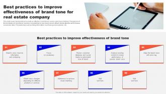Best Practices To Improve Effectiveness Of Brand Tone Guide To Real Estate Branding Strategy SS