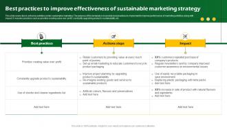 Best Practices To Improve Effectiveness Of Sustainable Marketing Promotional MKT SS V