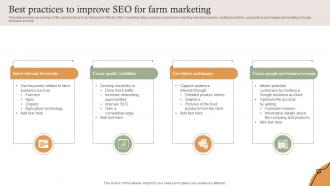 Best Practices To Improve SEO For Farm Marketing Farm Services Marketing Strategy SS V