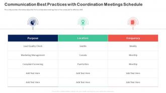 Best Practices With Coordination Meetings Schedule Customer Relationship Transformation Toolkit