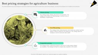 Best Pricing Strategies For Agriculture Business Agriculture Products Business Plan BP SS