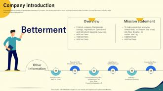 Betterment Investor Funding Elevator Pitch Deck Ppt Template Researched Multipurpose