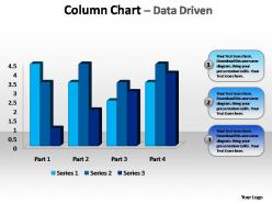 Beveled column chart data driven editable powerpoint templates