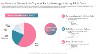 Beverage investor funding elevator pitch deck revenue generation opportunity for beverage industry pitch deck