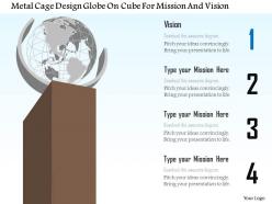 Bf metal cage design globe on cube for mission and vision powerpoint template