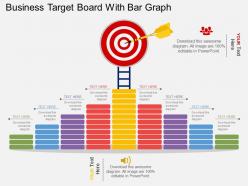 Bg business target board with bar graph flat powerpoint design