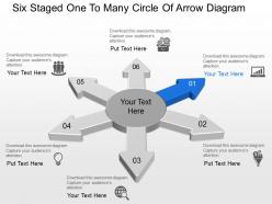 Bg Six Staged One To Many Circle Of Arrow Diagram Powerpoint Template