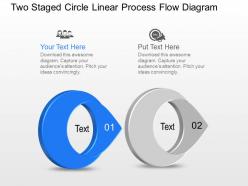 Bg two staged circle linear process flow diagram powerpoint template slide