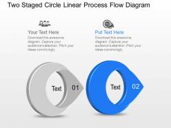 Bg two staged circle linear process flow diagram powerpoint template slide
