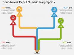 Bh four arrows pencil numeric infographics flat powerpoint design