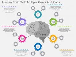 Bh human brain with multiple gears and icons flat powerpoint design