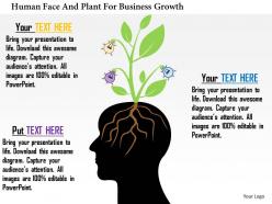 Bh human face and plant for business growth powerpoint templets