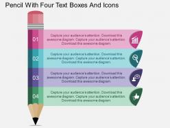 Bh pencil with four text boxes and icons flat powerpoint design