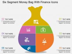 Bh six segment money bag with finance icons flat powerpoint design