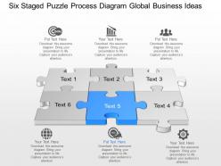 Bh six staged puzzle process diagram global business ideas powerpoint template