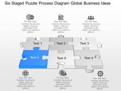 Bh six staged puzzle process diagram global business ideas powerpoint template