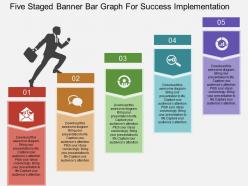 Bi five staged banner bar graph for success implementation flat powerpoint design
