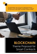 Bi fold blockchain theme proposal for smart contracts document report pdf ppt template