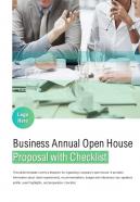 Bi Fold Business Annual Open House Proposal With Checklist Document Report PDF PPT Template
