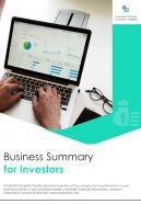 Bi fold business summary for investors document report pdf ppt template