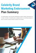 Bi fold celebrity brand marketing endorsement plan summary document report pdf ppt template