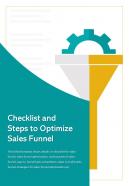 Bi fold checklist and steps to optimize sales funnel document report pdf ppt template one pager