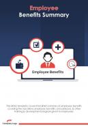 Bi Fold Employee Benefits Summary Document Report PDF PPT Template