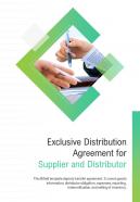 Bi fold exclusive distribution agreement for supplier and distributor document report pdf ppt template