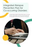 Bi fold integrated relapse prevention plan for co occurring disorders pdf ppt template one pager