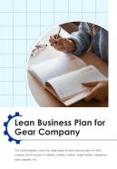 Bi fold lean business plan for gear company document report pdf ppt template one pager