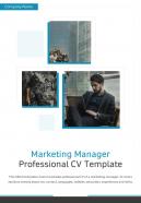 Bi fold marketing manager professional cv template document report pdf ppt one pager