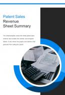 Bi fold patent sales revenue sheet summary document report pdf ppt template one pager